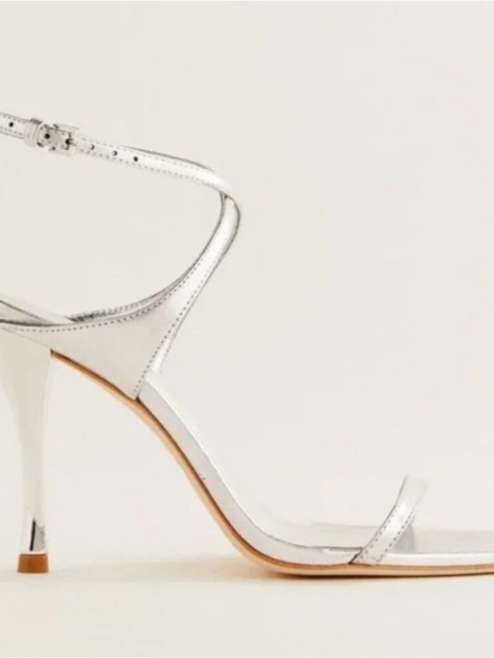 Reformation Silver Metallic Strappy Heel Sandal